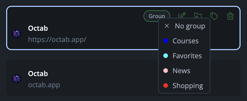 Chrome Group Selection Menu