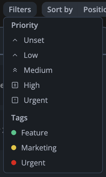Filter by Priority