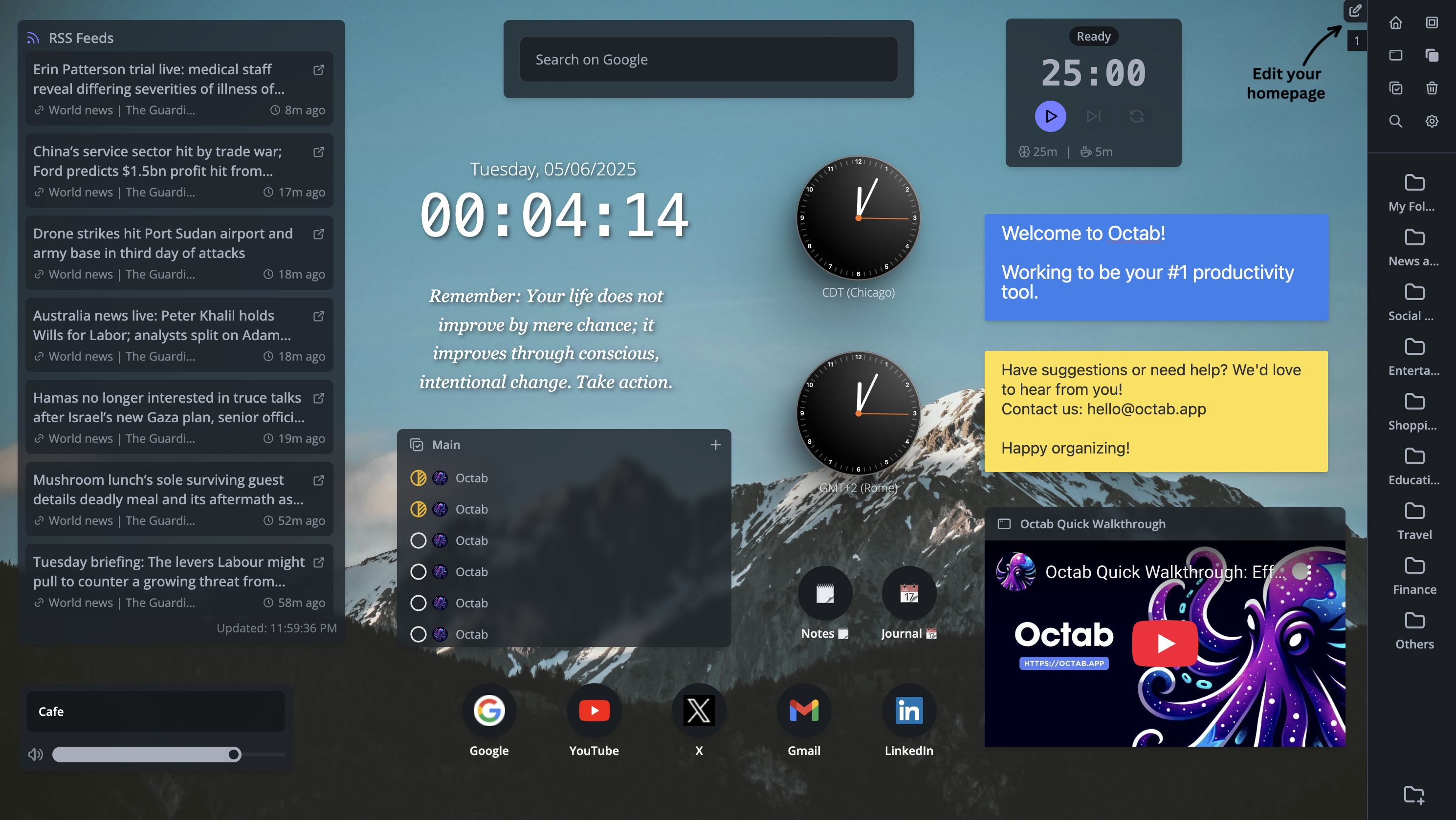 Octab Home Page