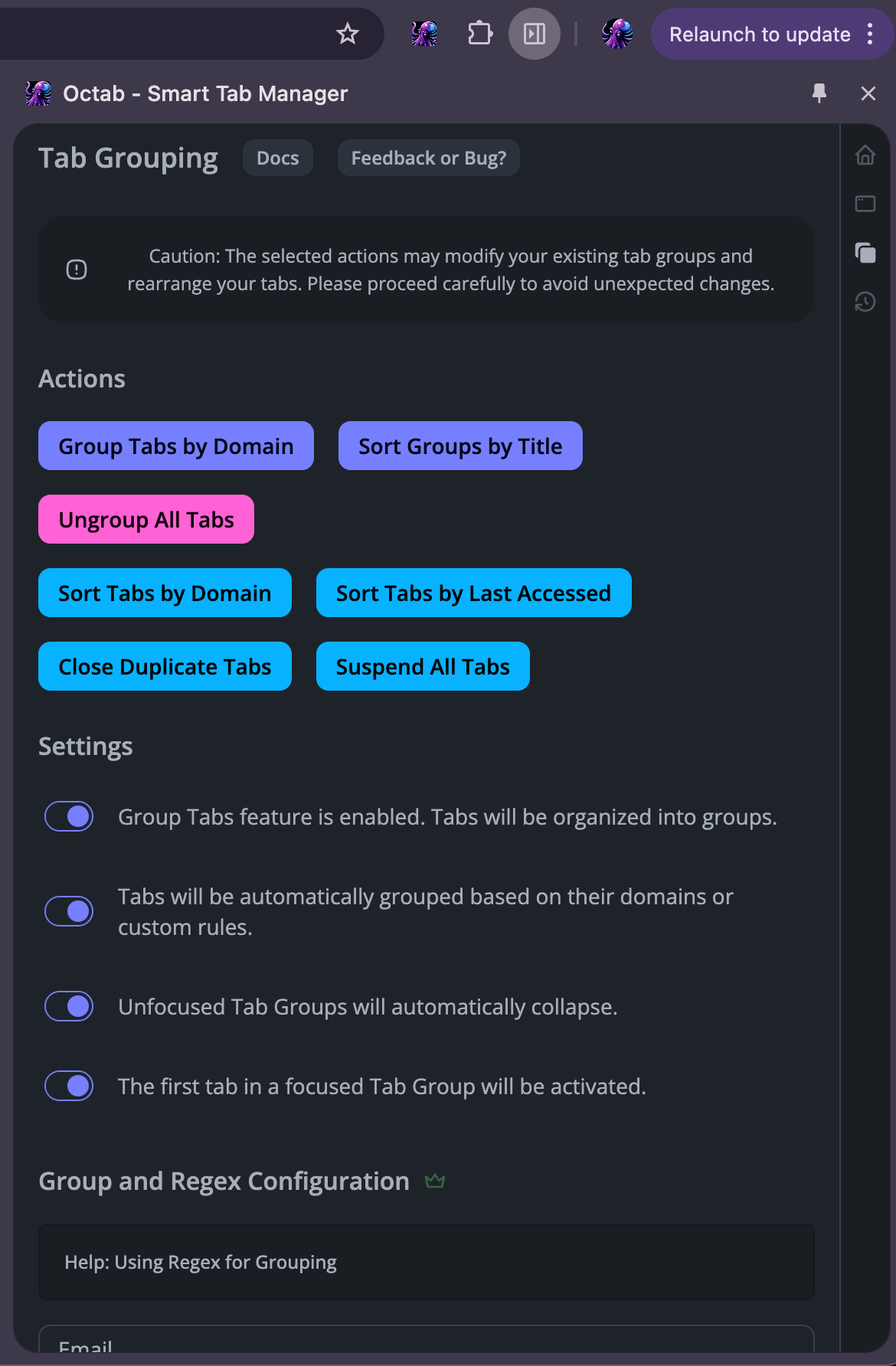 Tab Grouping Side Panel