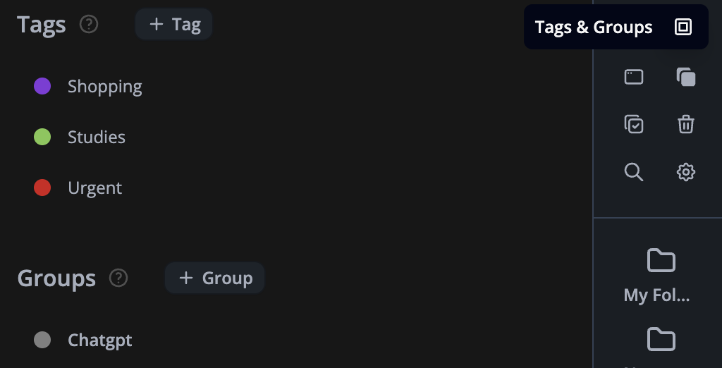 Tags &amp; Groups Management Page