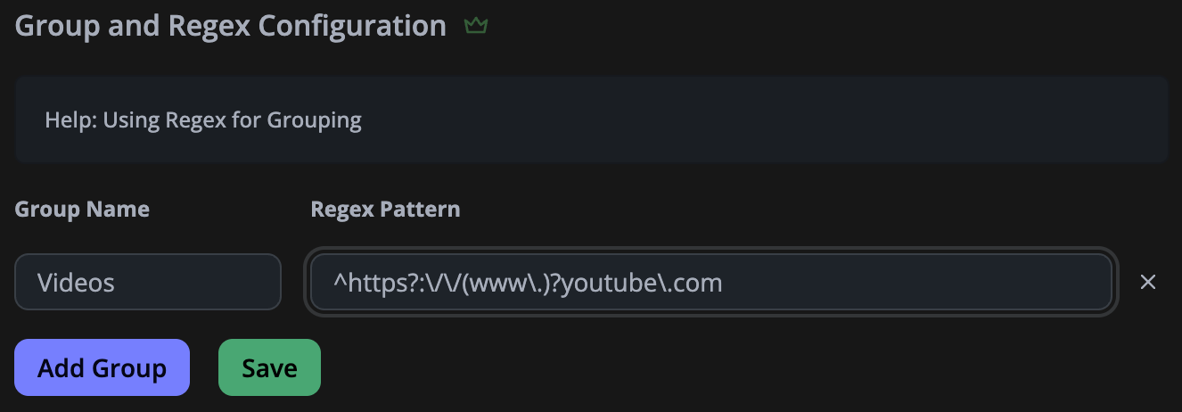 Group and Regex Configuration